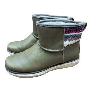 LL Bean Womens Size 7 Mountain Lodge Olive Green Ankle Snow Boots